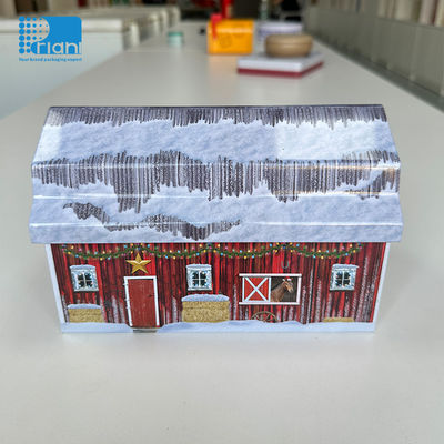 Buy House Shape Candy Tin Can 0.21mm-0.35mm Metal Tinplate Food Tin Packing online manufacture