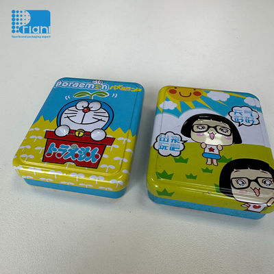 CMYK การพิมพ์ของขวัญกระป๋องกระป๋องสี่เหลี่ยมกระป๋องขนมเหล็กที่มีฝาเปิดง่าย